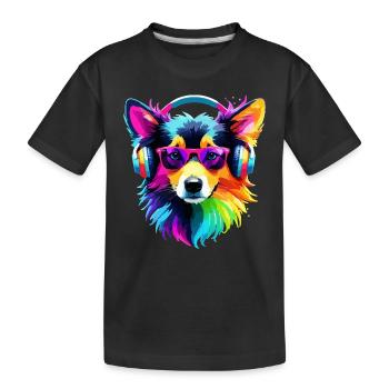 Collie Regenbogen Hund bunt cool süß - Kinder Premium Bio T-Shirt - Schwarz - Vorne