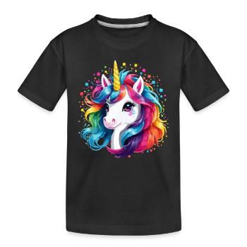 Licorne Enfants Rainbow Pony Horse Girl - T-shirt bio Premium Enfant - noir - Devant
