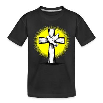 Cross Dove Faith Jesus Christians Religion - Kids' Premium Organic T-Shirt - black - Front