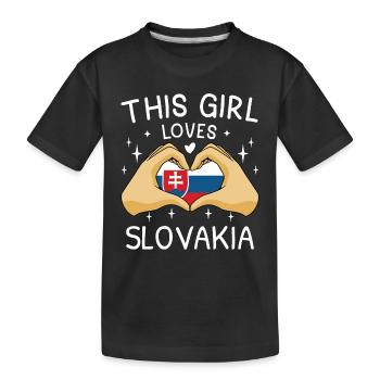 Slowakei Flagge Vintage Slowakische Fahne Heimat - Kinder Premium Bio T-Shirt - Schwarz - Vorne