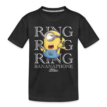 Minions Ring Ring Ring Bananaphone Rings - Kids' Premium Organic T-Shirt - black - Front
