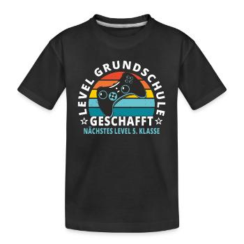 Grundschule Abschluss Level Grundschule Geschafft - Kinder Premium Bio T-Shirt - Schwarz - Vorne