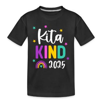 Kitakind 2025 Regenbogen Kindergarten Kita - Kinder Premium Bio T-Shirt - Schwarz - Vorne