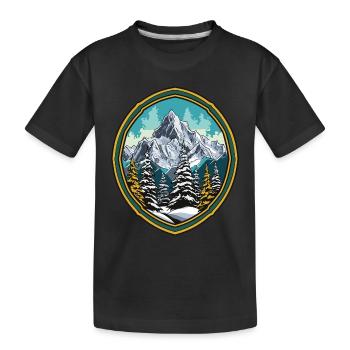 Montagnes, Forêt, Sommets, Ski - T-shirt bio Premium Enfant - noir - Devant