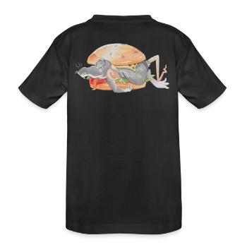 Ratfoodz' I can haz Ratzburger (Backprint) @ Ratz - Kinder Premium Bio T-Shirt - Schwarz - Hinten