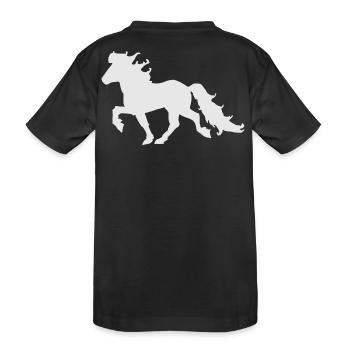 Edles Islandpferd im Tölt - Kinder Premium Bio T-Shirt - Schwarz - Hinten