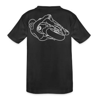 Rennmotorrad in Schräglage - von hinten, hell - Kinder Premium Bio T-Shirt - Schwarz - Hinten