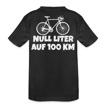 Null Liter auf 100 KM mit Rennrad (Vintage Weiß) - Kinder Premium Bio T-Shirt - Schwarz - Hinten