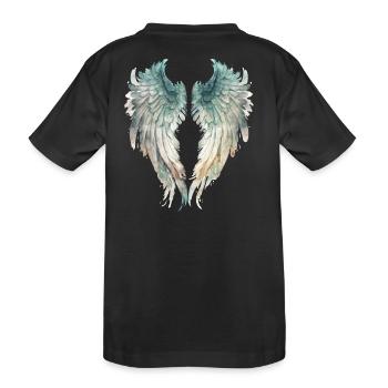 Watercolor Aquatic Angel Wings - Kids' Premium Organic T-Shirt - black - Back