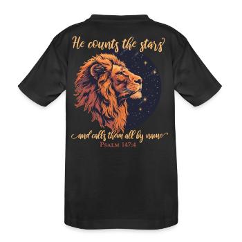 Löwe Bibelvers Christlich - Kinder Premium Bio T-Shirt - Schwarz - Hinten