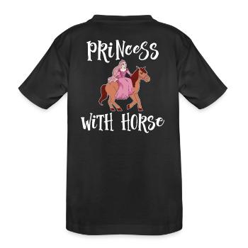 Prinzessin Mit Pferd Pferdemädchen Mädchen Süß - Kinder Premium Bio T-Shirt - Schwarz - Hinten