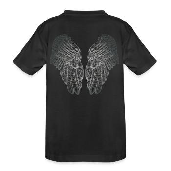 Ailes d'ange gardien argentées en forme de coeur - T-shirt bio Premium Enfant - noir - Dos