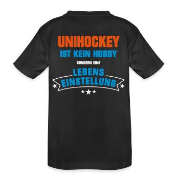 Unihockey Sportart - Kinder Premium Bio T-Shirt - Schwarz - Hinten