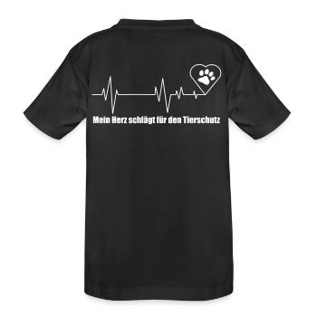 Herz für Tierschutz - Kinder Premium Bio T-Shirt - Schwarz - Hinten