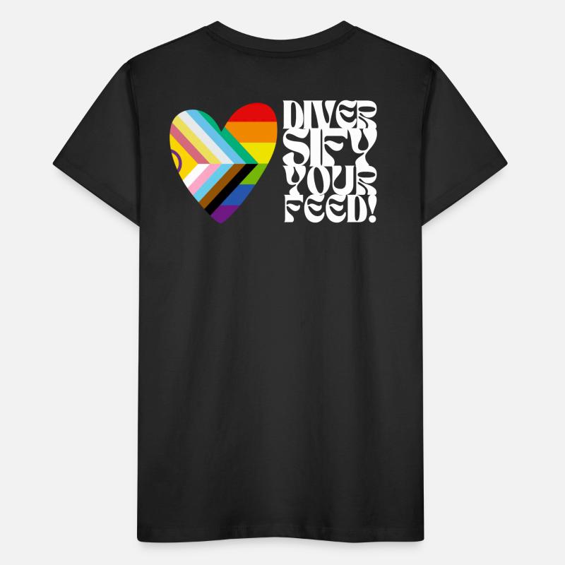 🌈♿ Diversify Your Feed–Progress Pride&Disability Kinder Premium Bio T-Shirt