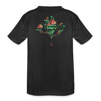 Chinesisch_Blumen in der Verbotene Stadt_Lotus1420 - Kinder Premium Bio T-Shirt - Schwarz - Hinten