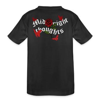 Rote Schmetterlinge & Rose "Midnight thoughts" - Kinder Premium Bio T-Shirt - Schwarz - Hinten
