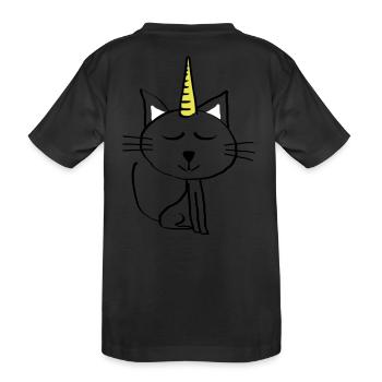 Chat dessin minou cadeau anniversaire Licorne - T-shirt bio Premium Enfant - noir - Dos