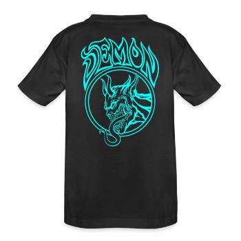 BLAUER Dämon – Höllische Strichzeichnung Illustration - Kinder Premium Bio T-Shirt - Schwarz - Hinten