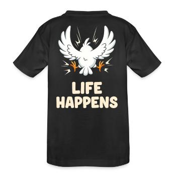 La vie arrive, drôle de dessin animé d'oiseau - T-shirt bio Premium Enfant - noir - Dos