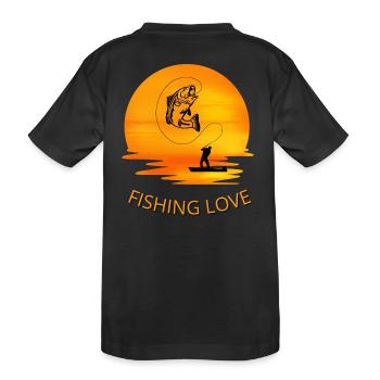 Fisch-Angriff - Kinder Premium Bio T-Shirt - Schwarz - Hinten