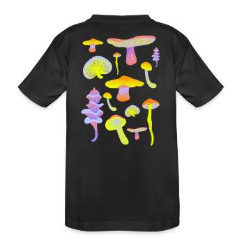 Tropische Pilz-Neon-Palette - Kinder Premium Bio T-Shirt - Schwarz - Hinten