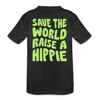 SAVE THE WORLD RAISE A HIPPIE - Kinder Premium Bio T-Shirt - Schwarz - Hinten