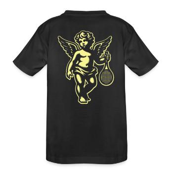 Tennis Design Shirt Angel Cherub Retro Renaissance - Kids' Premium Organic T-Shirt - black - Back