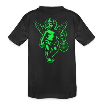 Tennis Shirt Angel Cherub Retro Renaissance neon green - Kids' Premium Organic T-Shirt - black - Back