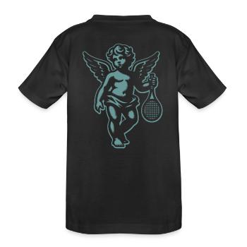 Tennis Shirt Angel Cherub Retro Renaissance Fun - Kids' Premium Organic T-Shirt - black - Back