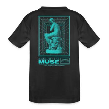 Neon-Statue im Cyberraum - Kinder Premium Bio T-Shirt - Schwarz - Hinten