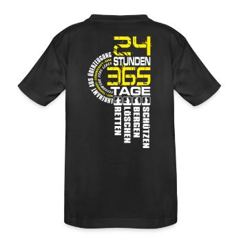 Feuerwehr - 24 Tage 365 Stunden - Kinder Premium Bio T-Shirt - Schwarz - Hinten