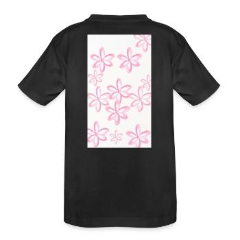 Pink Watercolor Flowers Pattern - Kids' Premium Organic T-Shirt - black - Back