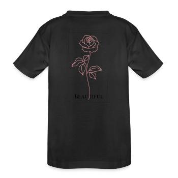 Rose couleur saumon avec inscription « Beautiful » sur le dos - T-shirt bio Premium Enfant - noir - Dos