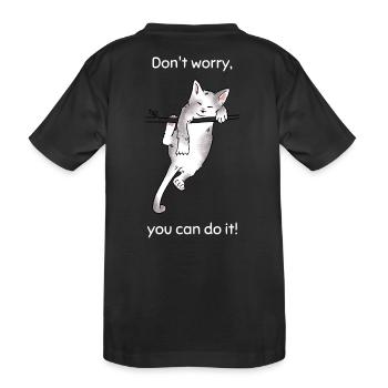 Hang in There – Motivational Cat Design - Kids' Premium Organic T-Shirt - black - Back