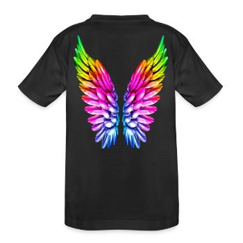 LGBT Arc-en-ciel Ailes angéliques Gay Lesbienne Lesbienne - T-shirt bio Premium Enfant - noir - Dos