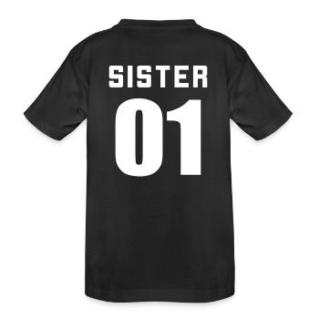 Sister 01 Sister 02 Sister 03 BFF Freundschafts - Kinder Premium Bio T-Shirt - Schwarz - Hinten