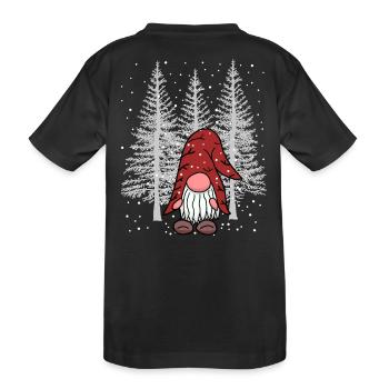Winter Xmas Forest Gnome Dwarf Woodland Dweller Child - Kids' Premium Organic T-Shirt - black - Back
