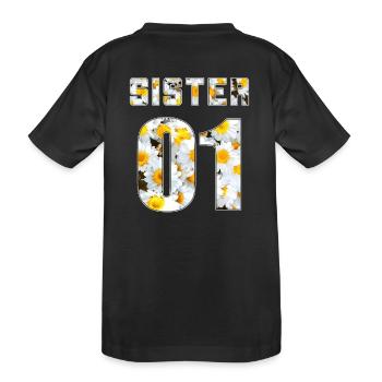 Sister 01 Sister 02 Sister 03 Freundschafts Blumen - Kinder Premium Bio T-Shirt - Schwarz - Hinten