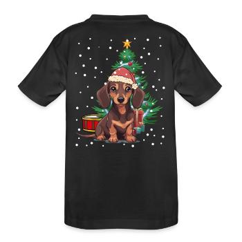 Christmas presents dog dachshund Xmas Nikolaus - Kids' Premium Organic T-Shirt - black - Back