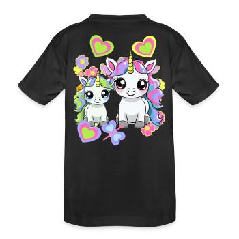 Unicorn Unicorns Horse Horses Kids - Kids' Premium Organic T-Shirt - black - Back
