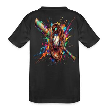 Gant Balle et Batte de Baseball Multicolore   - T-shirt bio Premium Enfant - noir - Dos
