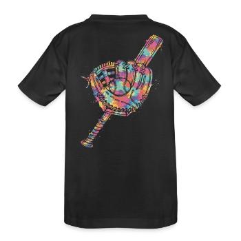 Gant Balle et Batte de Baseball Multicolore   - T-shirt bio Premium Enfant - noir - Dos