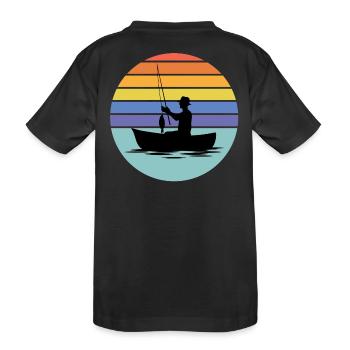 pêche, pêcheur, canne à pêche - T-shirt bio Premium Enfant - noir - Dos