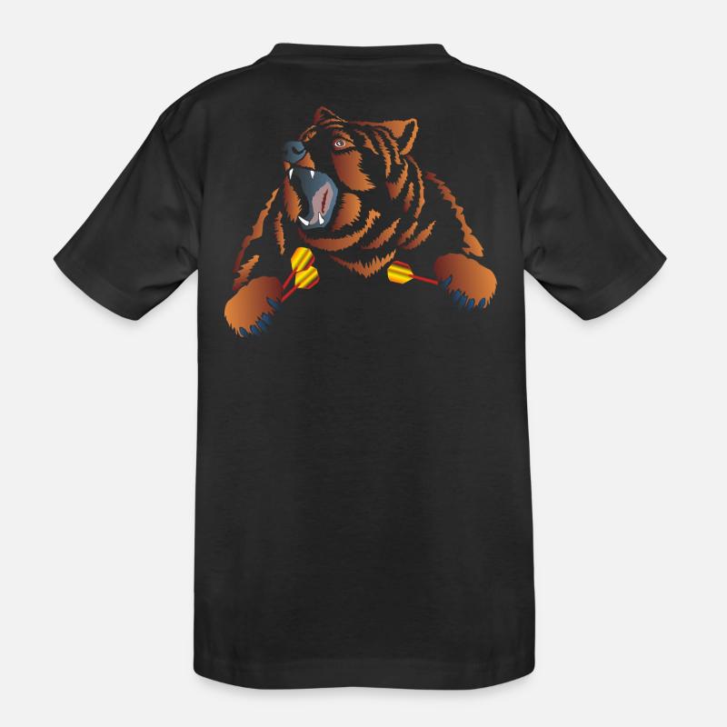 Wütender Braunbär mit Dartpfeile - Kinder Premium Bio T-Shirt - Schwarz