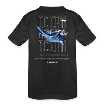 Ocean Manta Kostbarer Schatz - Kinder Premium Bio T-Shirt - Schwarz - Hinten