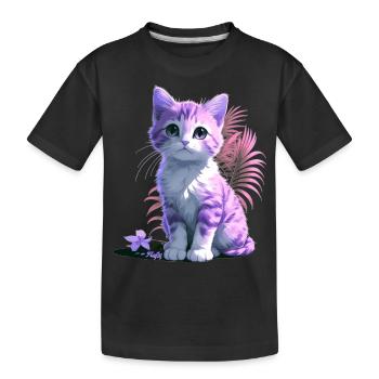 Tropical Kitten 🐾 - Kids' Premium Organic T-Shirt - black - Front