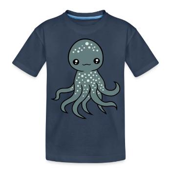 Octopus, Octopus, Octopus, Squid, Cephalopod, Cute, Cute - Kids' Premium Organic T-Shirt - navy - Front