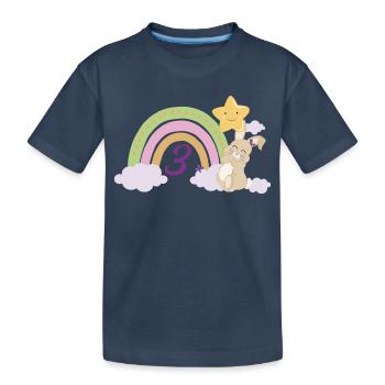 3. Geburtstag Regenbogen Hase Mädchen Geschenk - Kinder Premium Bio T-Shirt - Navy - Vorne