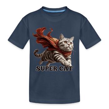 Super Katze Britisch Kurzhaar BKH getigert - Kinder Premium Bio T-Shirt - Navy - Vorne